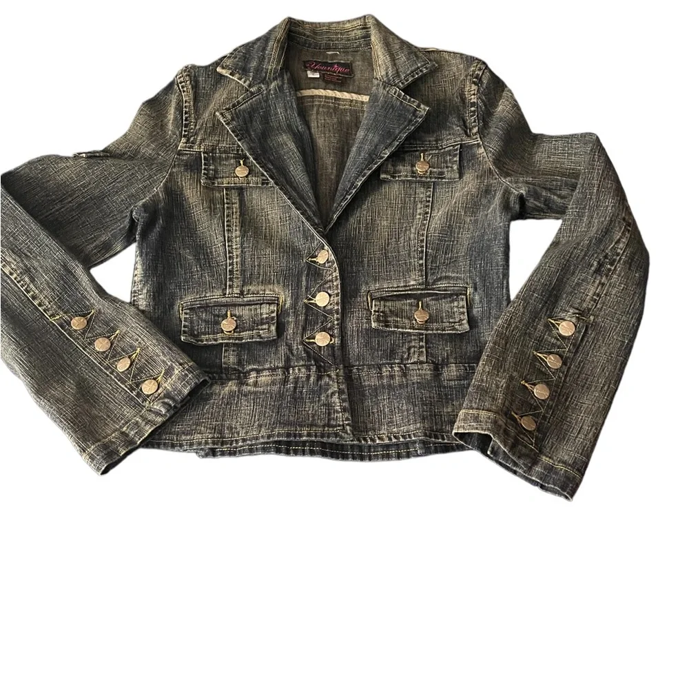 Large DENIM JACKET by Younique.     
BL/RD3 - Picture 3 of 5